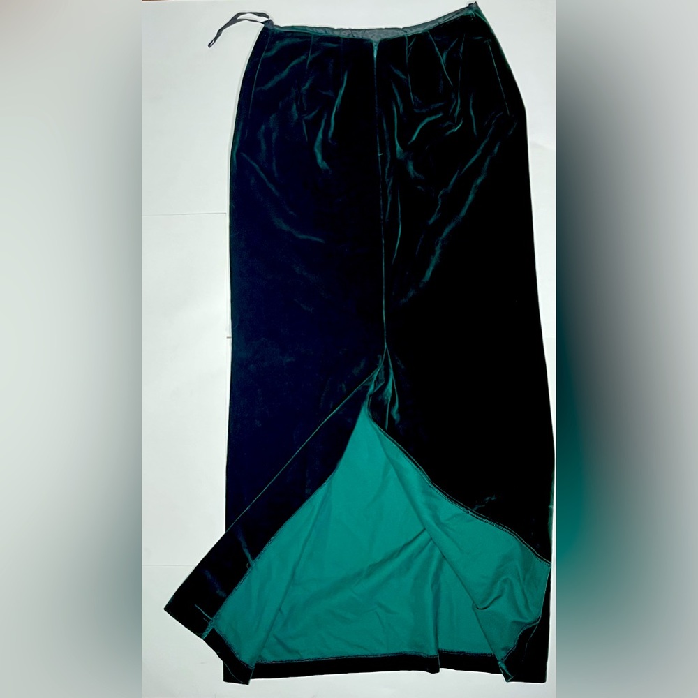 Vintage 70s long velvet pencil skirt lined w/ acetate, 100% cotton velvet, small